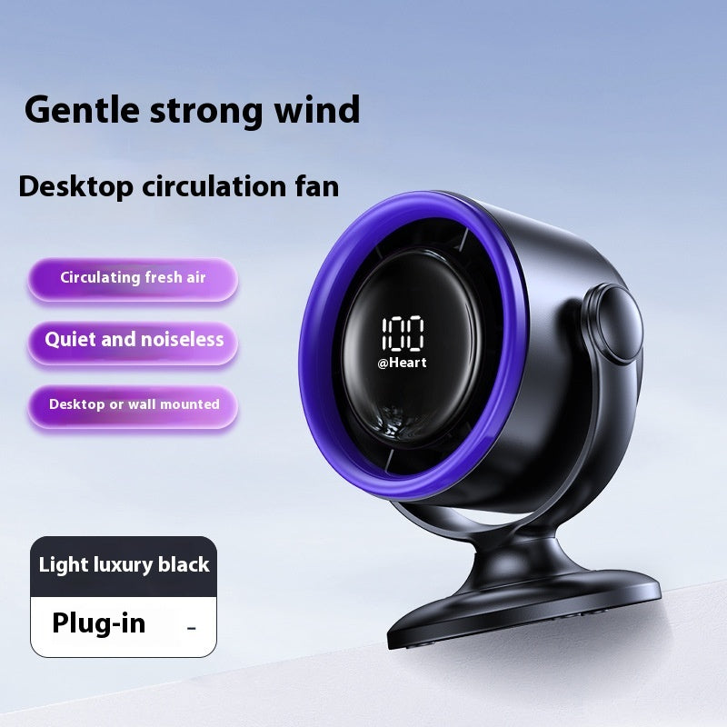 Desktop Fan with Digital Display, Wall-Mounted, Rechargeable.