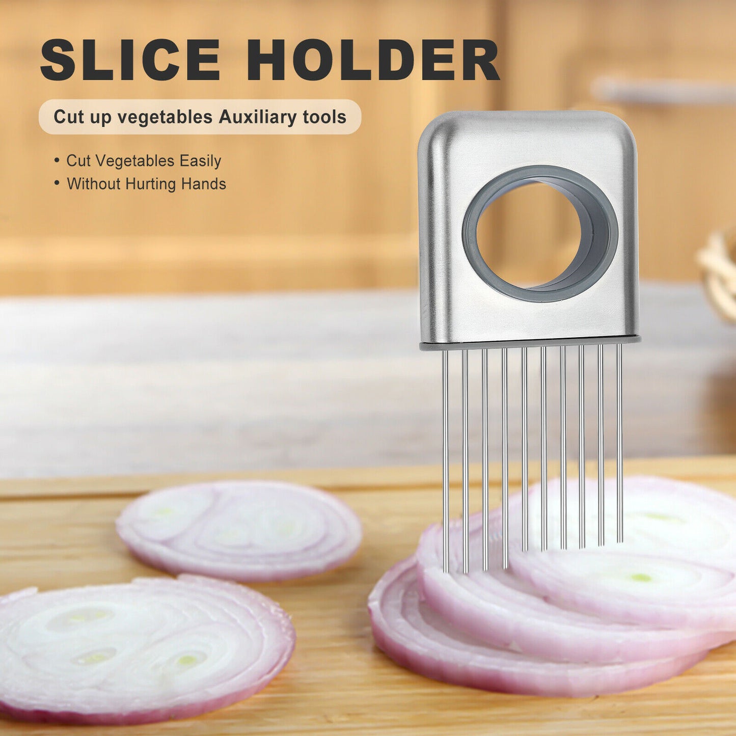 Onion Holder Slicer Vegetable Stainless Steel Kitchen Gadget