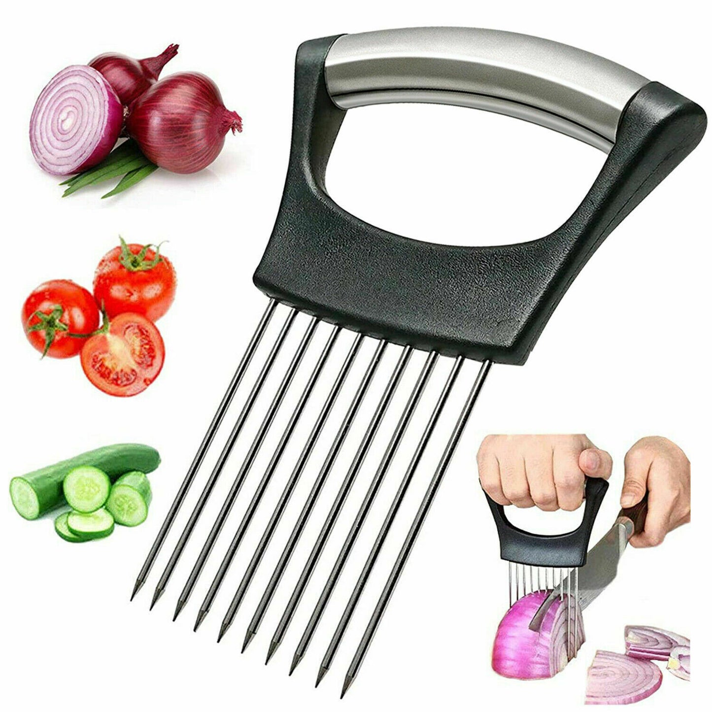 Onion Holder Slicer Vegetable Stainless Steel Kitchen Gadget