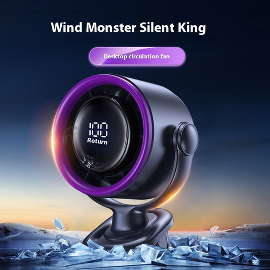 Desktop Fan with Digital Display, Wall-Mounted, Rechargeable.