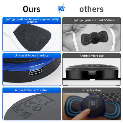 Mini Massage Patch for Cervical Relief, Shoulder and Neck Massager, EMS Portable Pulse Smart Massage Device with 8 Modes and 19 Gears.