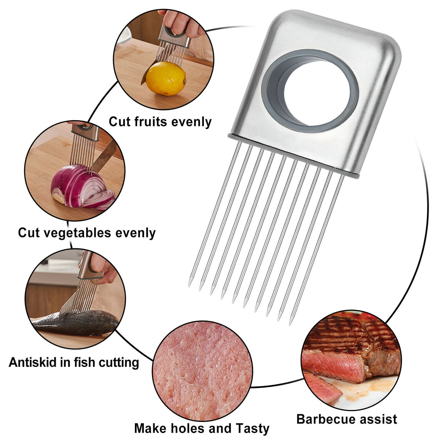Onion Holder Slicer Vegetable  Stainless Steel Kitchen Gadget