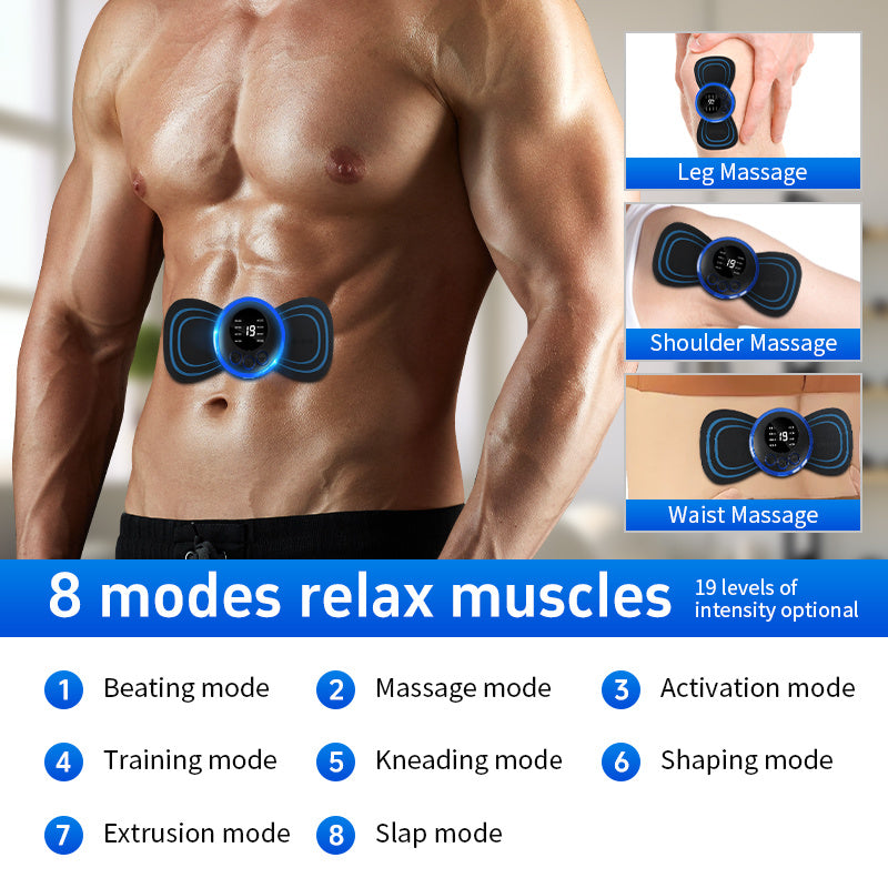 Mini Massage Patch for Cervical Relief, Shoulder and Neck Massager, EMS Portable Pulse Smart Massage Device with 8 Modes and 19 Gears.