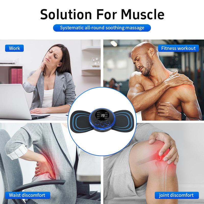 Mini Massage Patch for Cervical Relief, Shoulder and Neck Massager, EMS Portable Pulse Smart Massage Device with 8 Modes and 19 Gears.