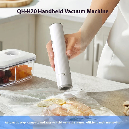 Smart, rechargeable, portable handheld vacuum food preservation sealing machine.